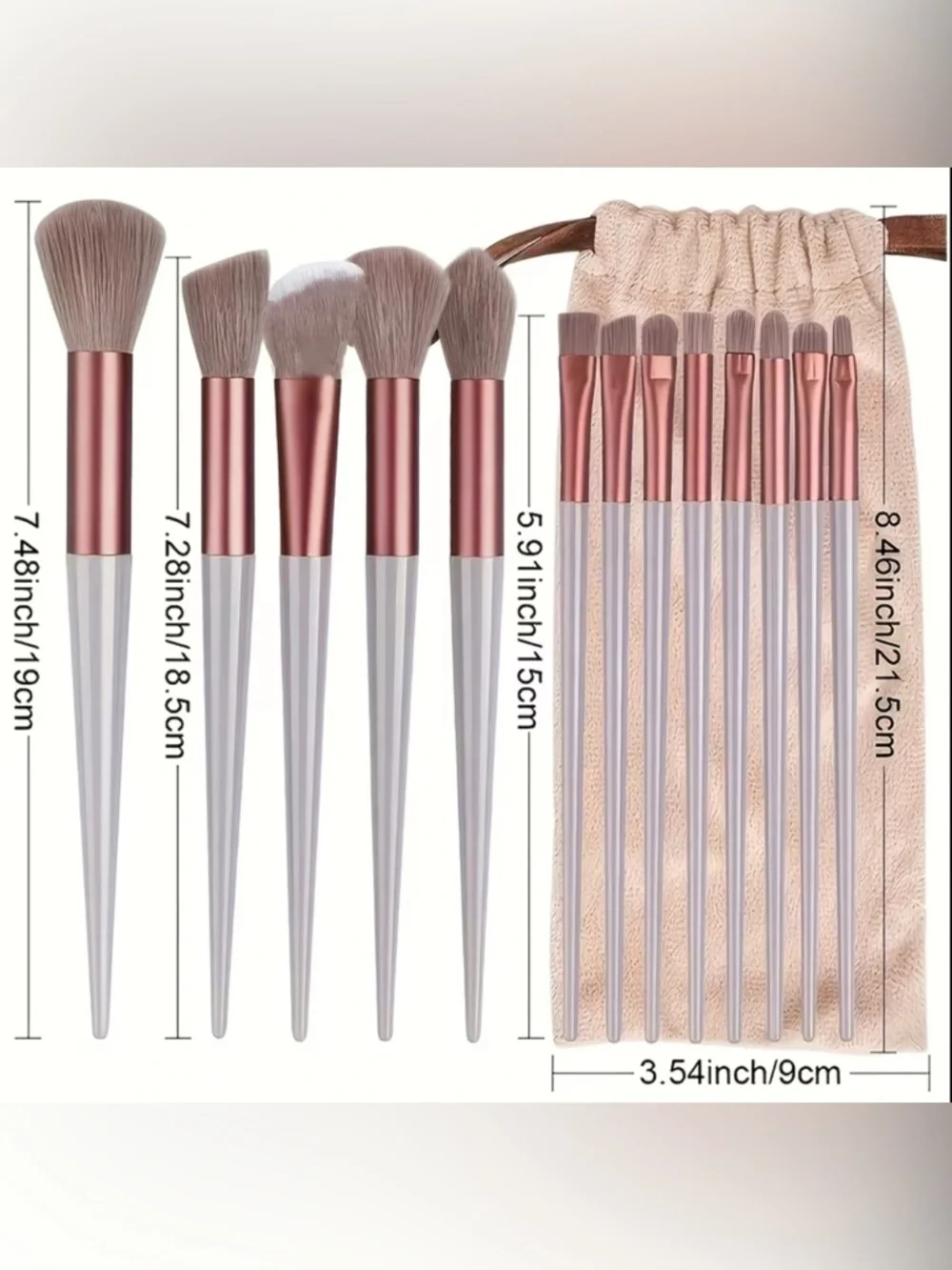 Rose Metallic 10-Piece Women’s Makeup Brush Set with Sponge